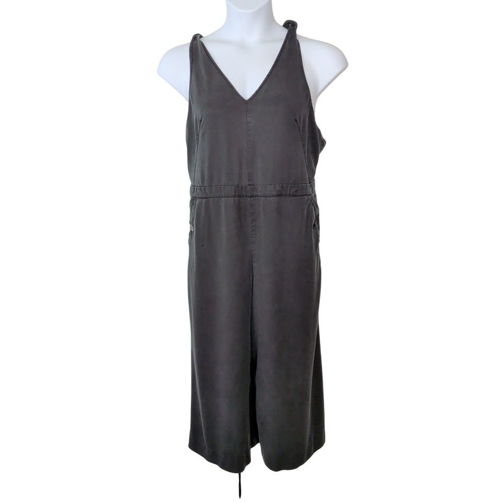 Elevenses Anthropologie Wide Leg Overalls Jumpsuit Size Medium Black Grunge‎